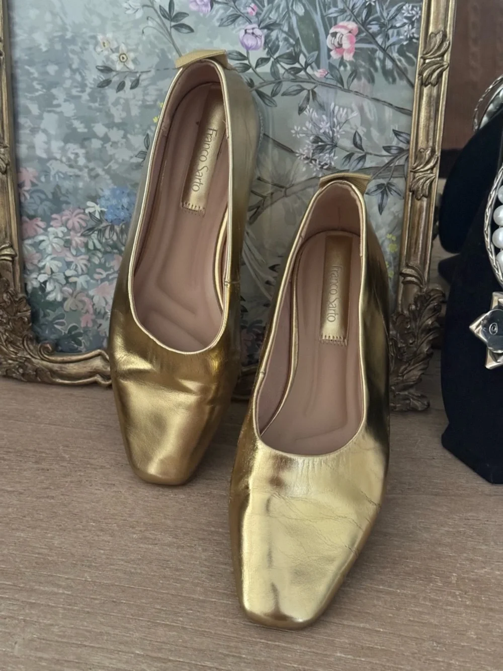 Franco Sarto women's Vana slip-on ballet flats in gold metallic | Size 7